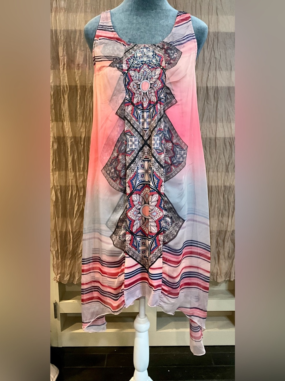 LIVE AND LET LIVE PETITE SLEEVELESS STRETCH MIDI PAISLEY DRESS SIZE PM. NWOT